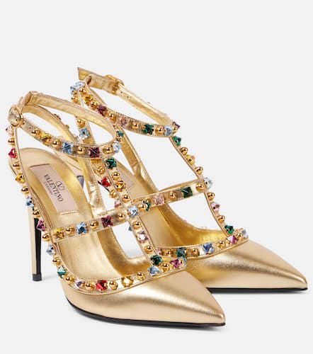 Pumps Rockstud 100 aus Leder mit Kristallen - Valentino Garavani - Modalova