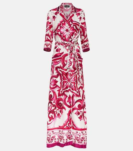 Bedrucktes Hemdblusenkleid aus Seiden-Twill - Dolce&Gabbana - Modalova