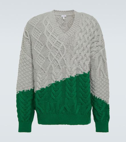 Colorblocked cable-knit wool sweater - Loewe - Modalova