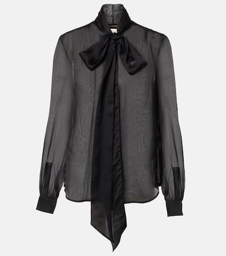 Blusa in seta con fiocco - Saint Laurent - Modalova