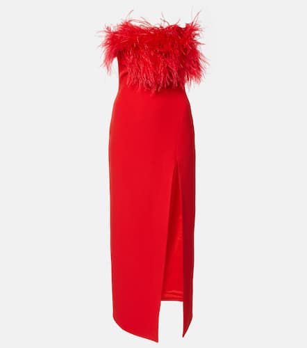 Feather-trimmed midi dress - David Koma - Modalova