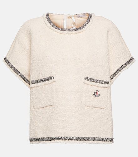 Embroidered knitted cotton-blend top - Moncler - Modalova