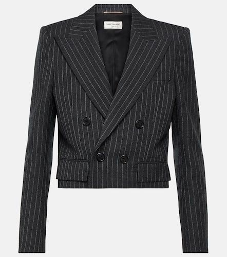 Blazer cropped in lana a righe - Saint Laurent - Modalova