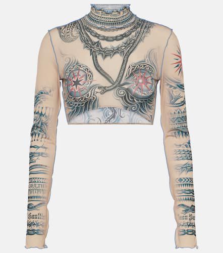 Marin' Tattoo Embroidered Tulle Bra & Shorts By Jean Paul Gaultier
