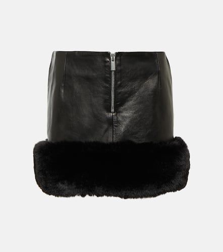 Faux fur-trimmed leather mini skirt - Magda Butrym - Modalova