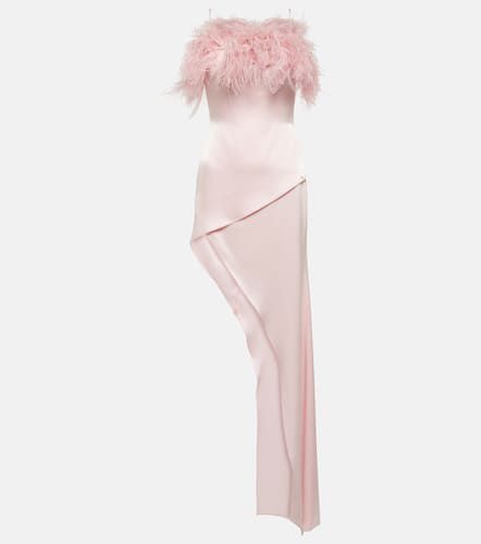 Feather-trimmed asymmetric dress - David Koma - Modalova