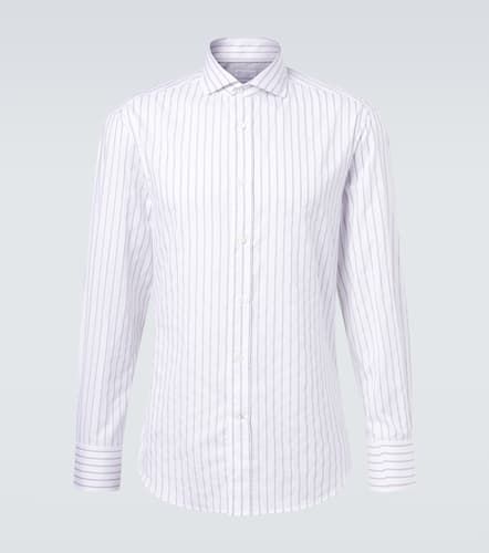 Camicia in popeline di cotone a righe - Brunello Cucinelli - Modalova