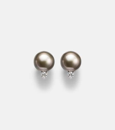 Kt white gold earrings with pearls and diamonds - Mikimoto - Modalova