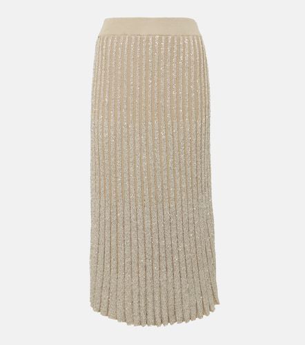 Embellished pleated knit midi skirt - Brunello Cucinelli - Modalova