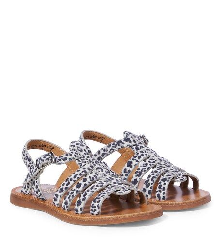 Plagette leopard-print leather sandals - Pom d'Api - Modalova