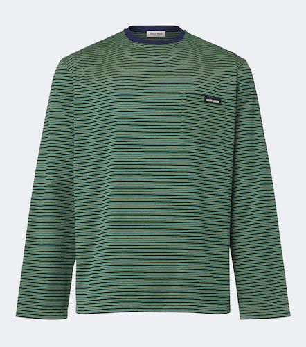 Top in jersey di cotone a righe - Miu Miu - Modalova