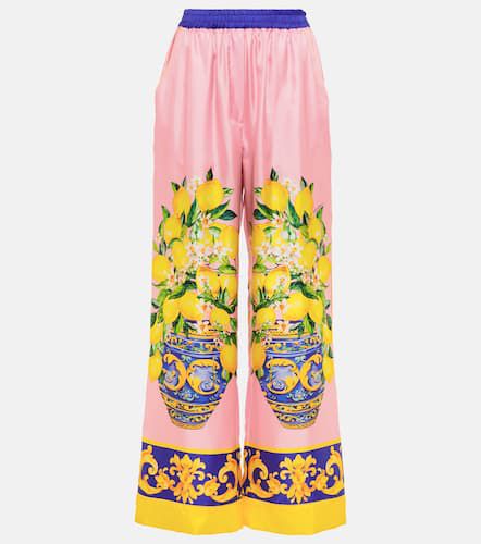 Pantaloni a vita alta con stampa - Dolce&Gabbana - Modalova