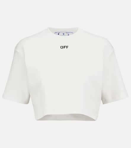 Off- Logo cotton-blend cropped T-shirt - Off-White - Modalova