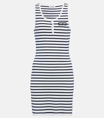 Striped cotton knit minidress - Miu Miu - Modalova