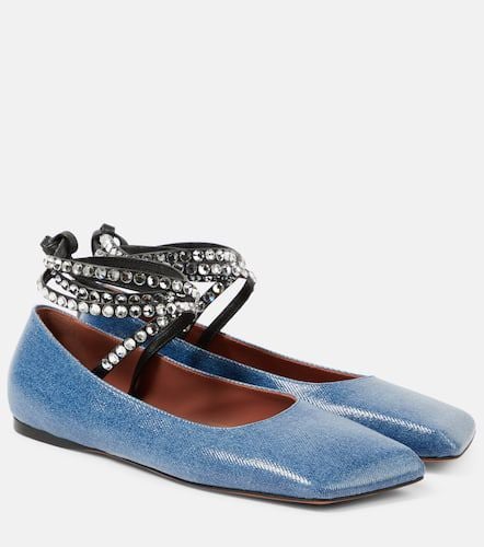 Ane embellished denim ballet flats - Amina Muaddi - Modalova