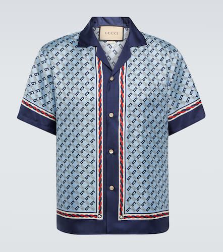 Camisa bowling de seda con logo - Gucci - Modalova