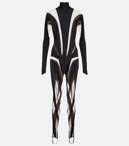 Paneled High Neck mesh jumpsuit - Mugler - Modalova