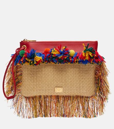 Fringed raffia-effect pouch - Dolce&Gabbana - Modalova