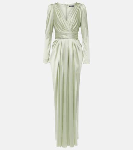 Gathered front-slit silk-blend gown - Dolce&Gabbana - Modalova