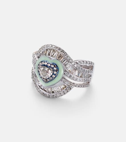 Kt white gold and titanium pinky ring with diamonds - Kamyen - Modalova