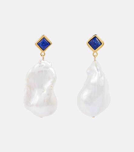 Mer Large 18kt gold earrings with lapis and baroque pearls - Sophie Buhai - Modalova