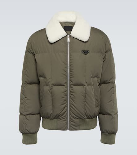 Shearling-trimmed cotton down jacket - Prada - Modalova