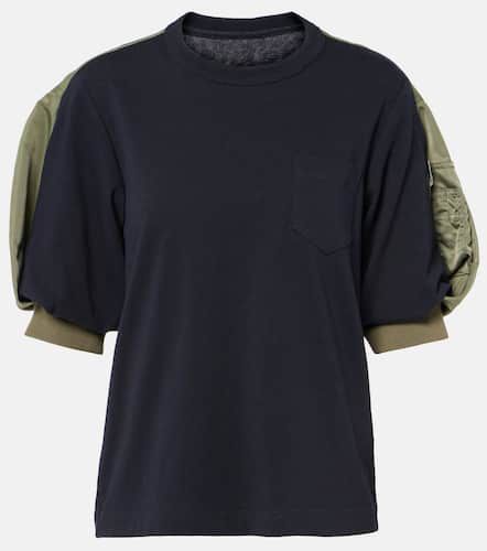 T-Shirt aus Baumwoll-Jersey mit Twill - Sacai - Modalova