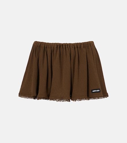 Minifalda de pointelle de algodón con encaje - Miu Miu - Modalova