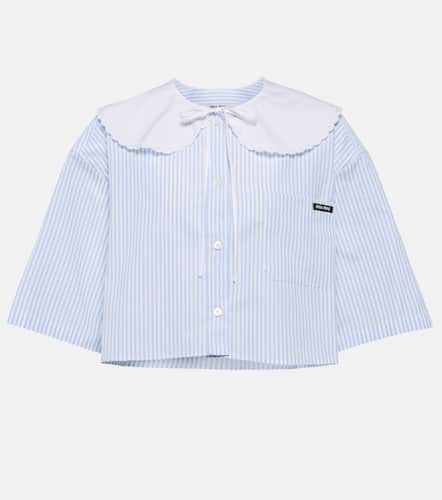 Camicia cropped in cotone gessato - Miu Miu - Modalova