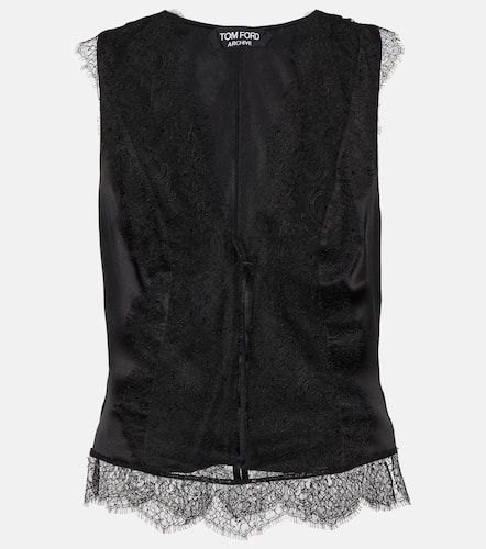 Lace-trimmed silk-blend satin top - Tom Ford - Modalova