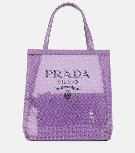 Shopper Logo in rete con paillettes - Prada - Modalova