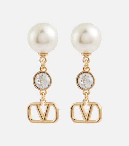 Pendientes VLogo con perlas sintéticas - Valentino - Modalova
