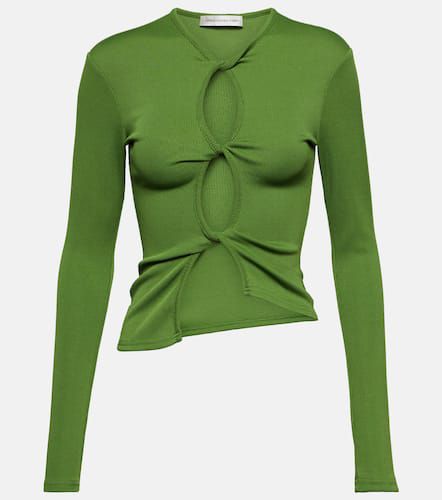 Green Open-neck silk-satin bodysuit, Christopher Esber