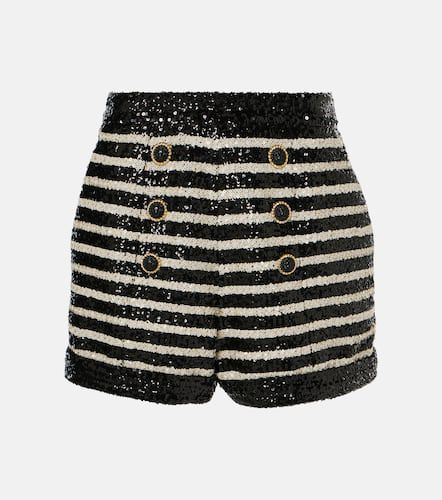 Shorts con lentejuelas a rayas - Balmain - Modalova