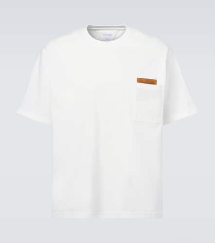 Suede-trimmed cotton jersey T-shirt - Bottega Veneta - Modalova