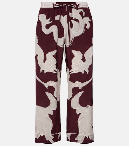 Pantaloni in crêpe de chine di seta con stampa - Valentino - Modalova