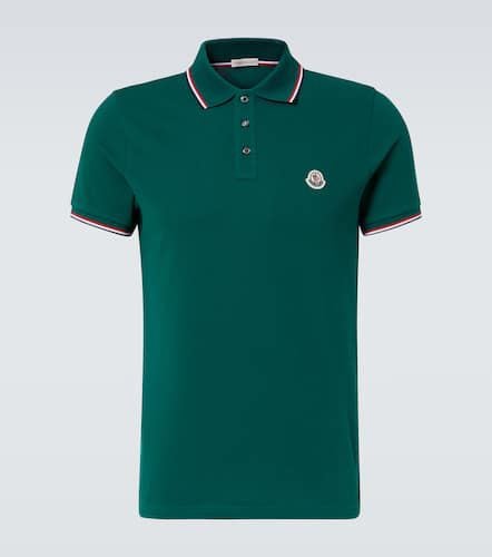 Polo de piqué de algodón con logo - Moncler - Modalova