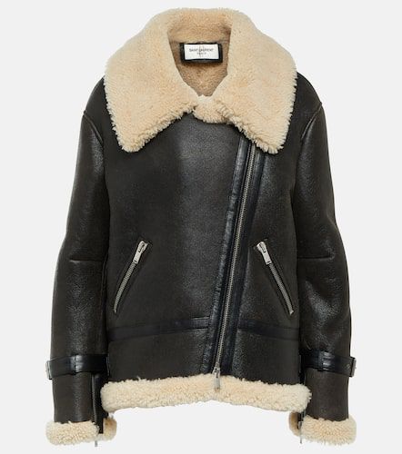 Giacca in pelle con shearling - Saint Laurent - Modalova