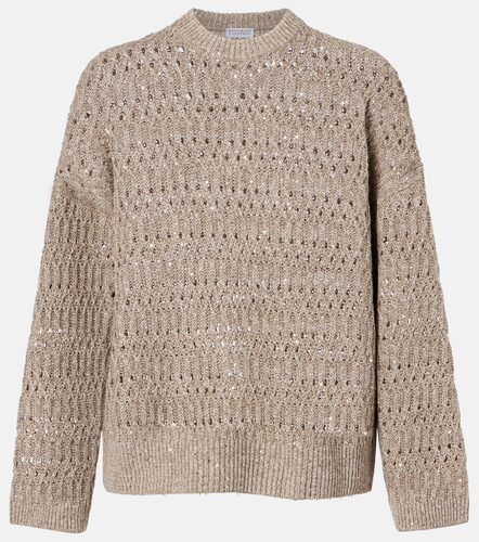 Sequined linen-blend sweater - Brunello Cucinelli - Modalova