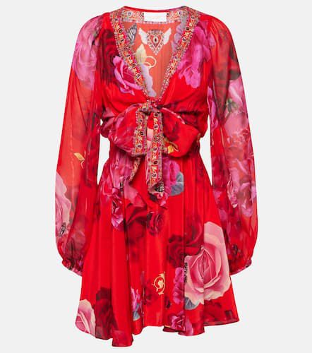 Embellished floral silk minidress - Camilla - Modalova