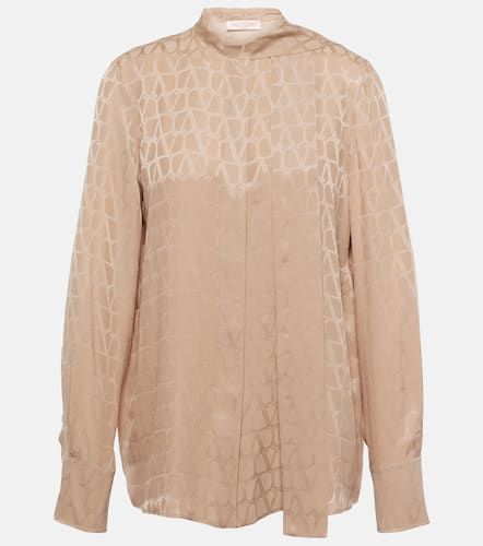 Blusa de seda con lazada y monograma - Valentino - Modalova