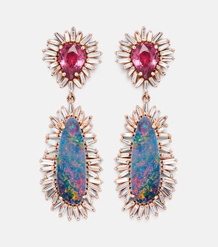 One of a Kind 18kt rose gold drop earring with rubies and gemstones - Suzanne Kalan - Modalova
