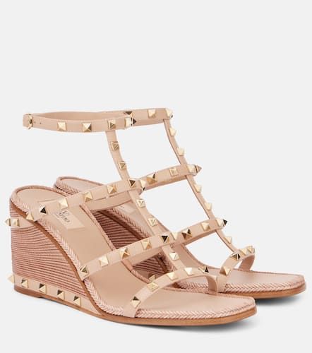 Rockstud 80 leather espadrille wedges - Valentino Garavani - Modalova