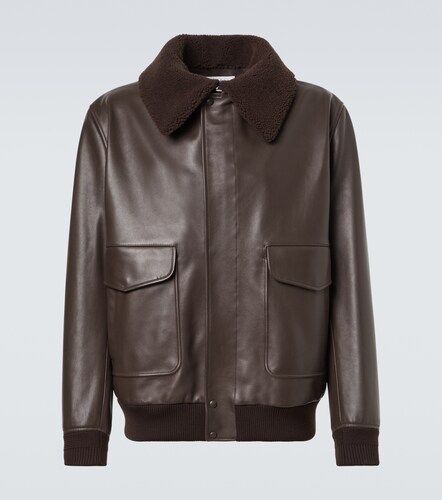 Shearling-trimmed leather bomber jacket - Gabriela Hearst - Modalova