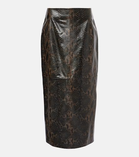 Elyse snake-effect leather maxi skirt - Nour Hammour - Modalova