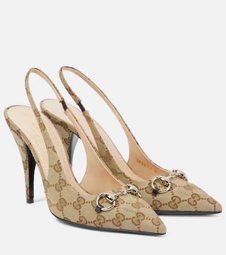 GG leather-trimmed slingback pumps - Gucci - Modalova