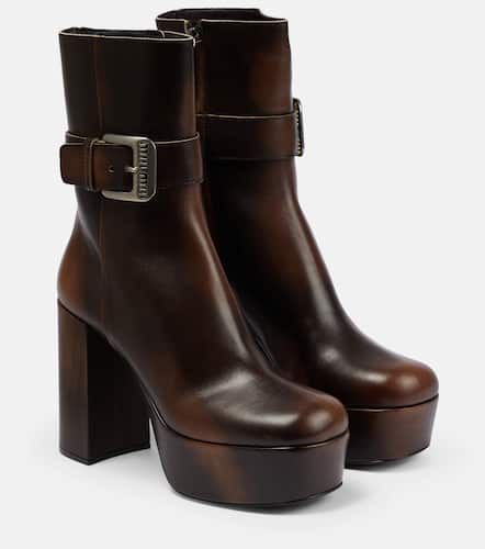 Leather platform ankle boots - Miu Miu - Modalova