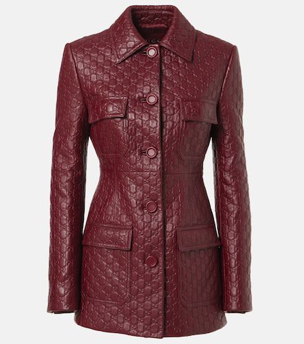 Gucci Chaqueta de piel con GG - Gucci - Modalova