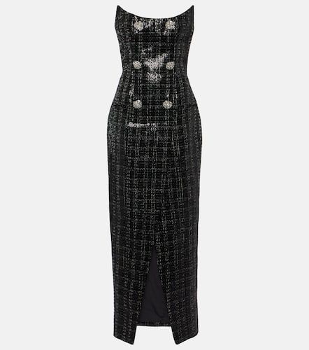 Sequined strapless tweed maxi dress - Balmain - Modalova
