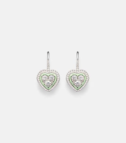 Kt white gold earrings with enamel and diamonds - Kamyen - Modalova